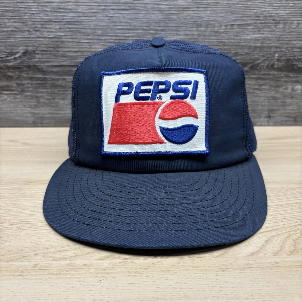 Vintage Pepsi Hat Cap Snap Back Blue Mesh Trucker USA Louisville MFG 80s